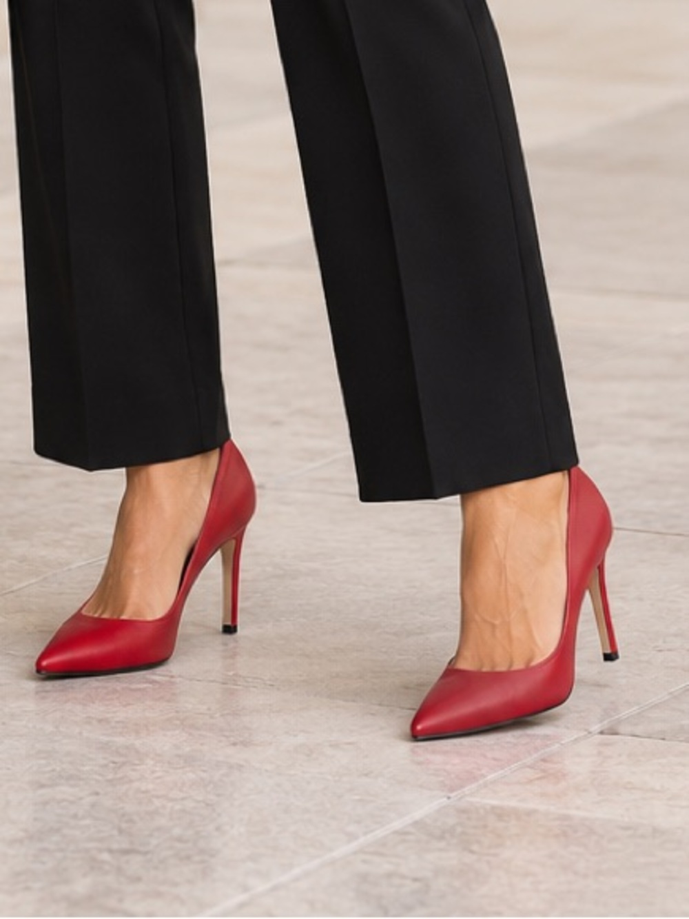 Sam Edelman Hazel Leather Pumps, Red Pointed-Toe High Heel Pumps